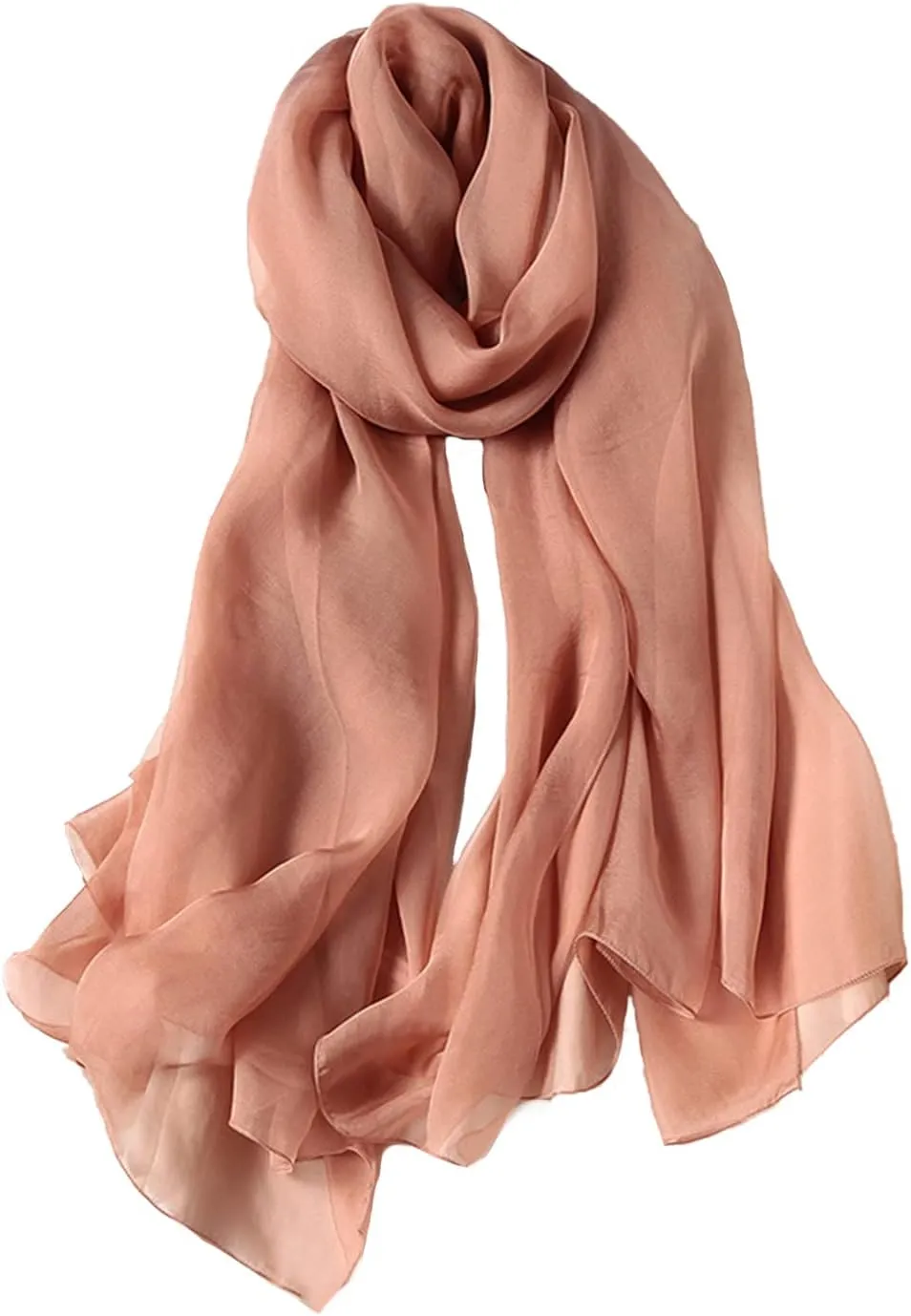 100% Mulberry Silk Chiffon Scarf Solid Color Large for Women, Long Lightweight Silk Shawl Wrap