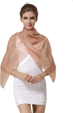 100% Mulberry Silk Chiffon Scarf Solid Color Large for Women, Long Lightweight Silk Shawl Wrap