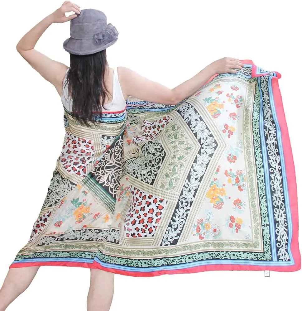 100% Mulberry Silk Scarf Large Pashmina Floral Shawls and Wraps for Evening Dresses Satin Long Scarfs Dupatta Women