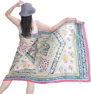 100% Mulberry Silk Scarf Large Pashmina Floral Shawls and Wraps for Evening Dresses Satin Long Scarfs Dupatta Women