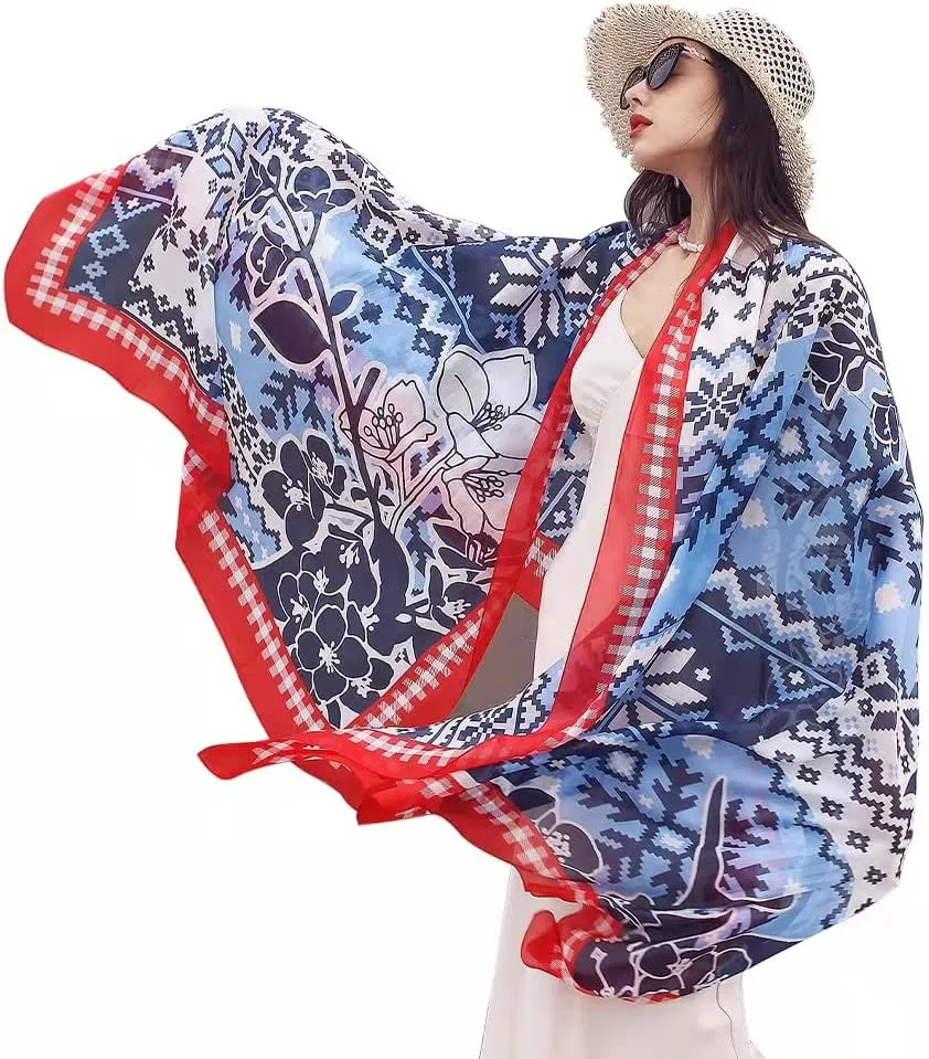 100% Mulberry Silk Scarf Large Pashmina Floral Shawls and Wraps for Evening Dresses Satin Long Scarfs Dupatta Women