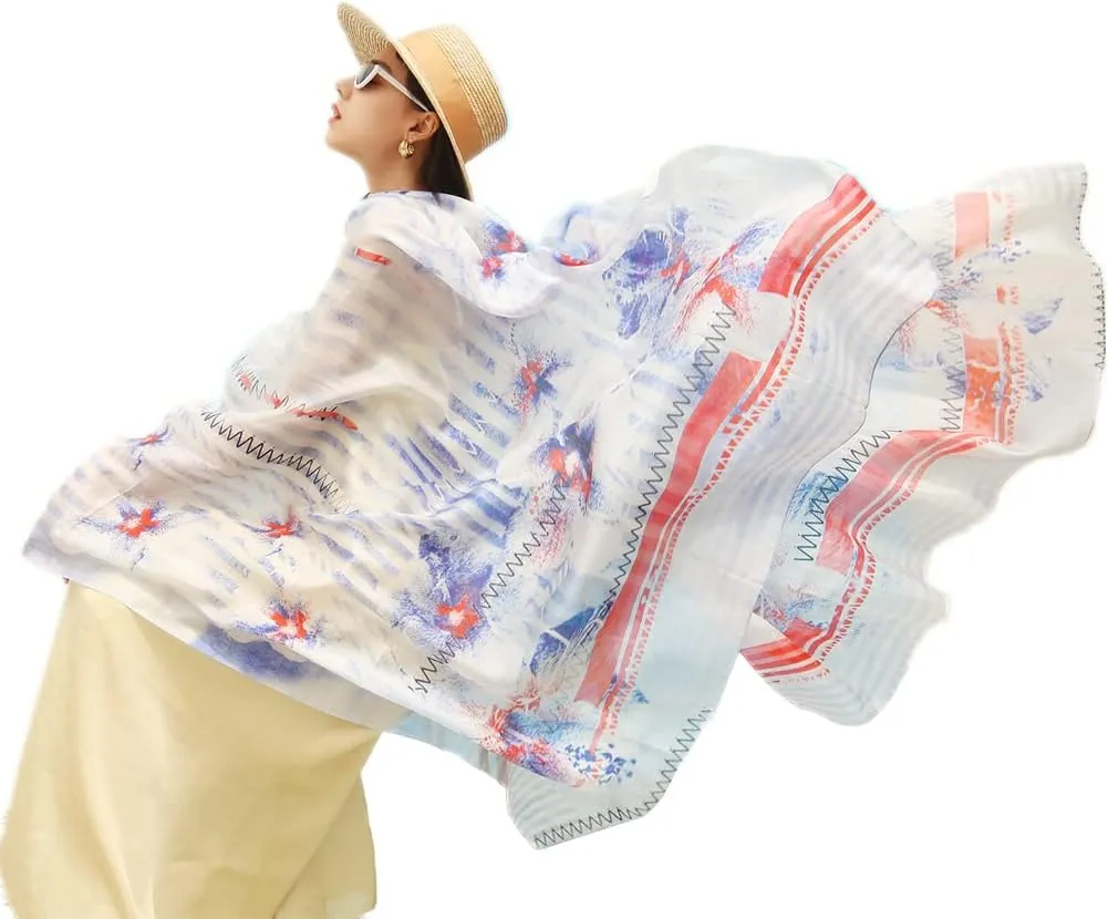 100% Mulberry Silk Scarf Large Pashmina Floral Shawls and Wraps for Evening Dresses Satin Long Scarfs Dupatta Women