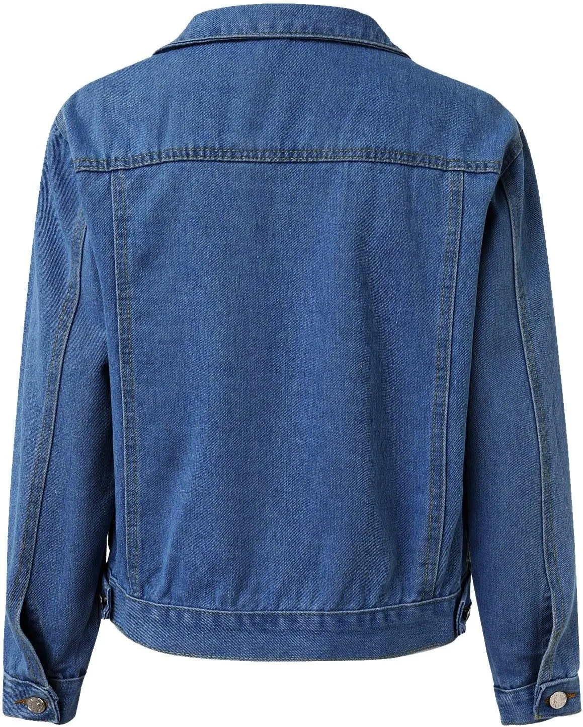 2023 Jean Jacket for Women Distressed Frayed Denim Jacket Ladies Retro Classic Ripped Stretchy Jacket Coats with Pockets