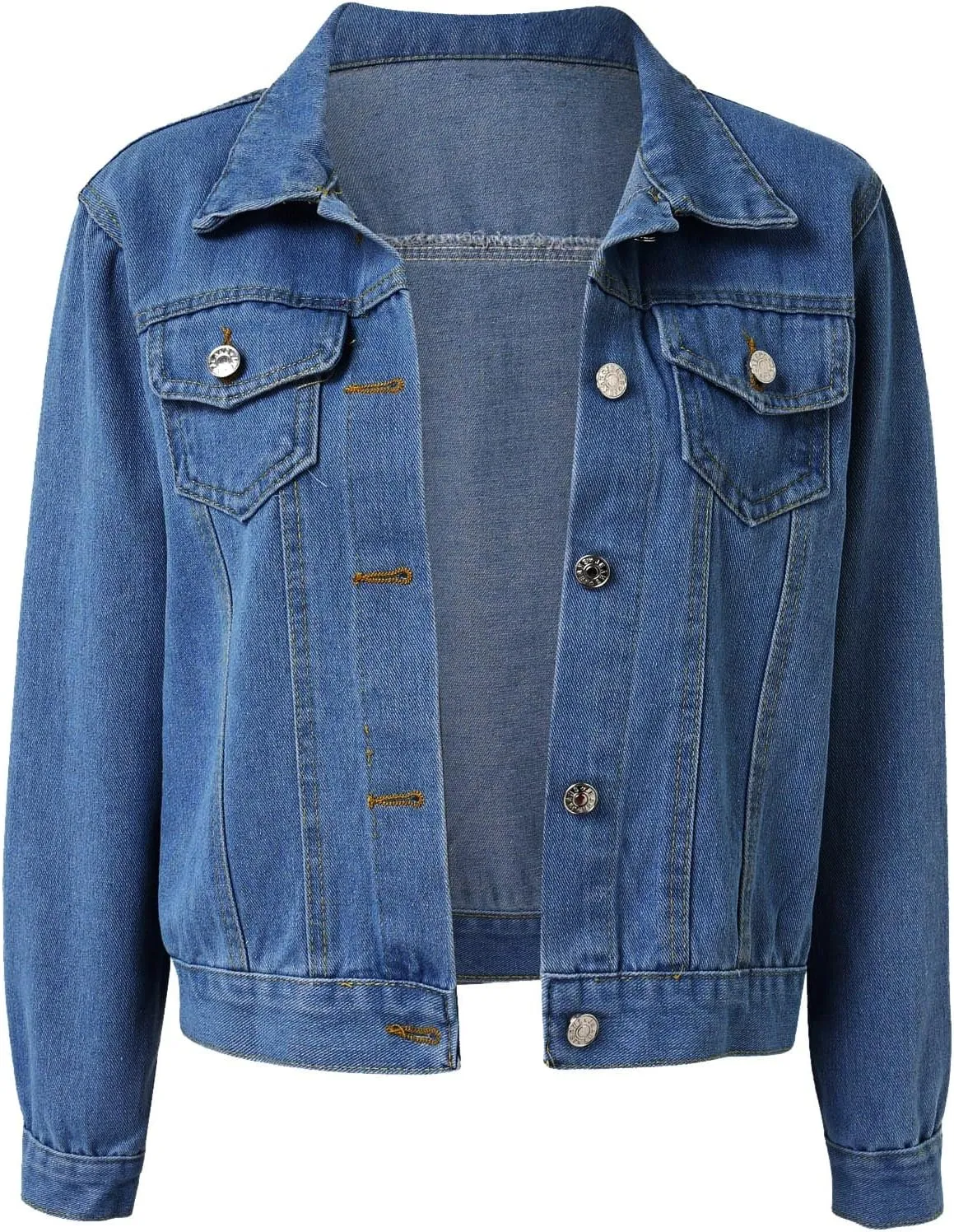 2023 Jean Jacket for Women Distressed Frayed Denim Jacket Ladies Retro Classic Ripped Stretchy Jacket Coats with Pockets