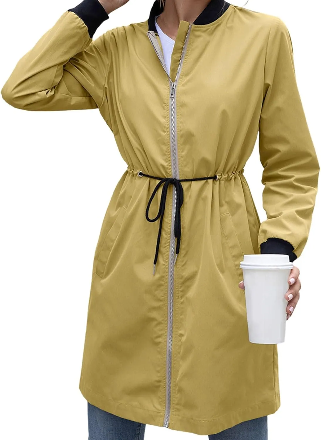 2023 Women's Double Breasted Long Trench Coat Windproof Classic Lapel Windbreaker Jackets Stylish Loose Overcoat Outerwear