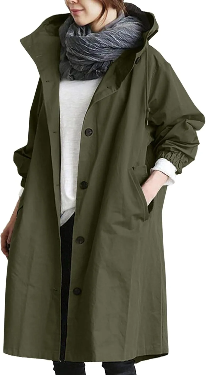 2023 Women's Trench Coat Long Double-Breasted Fall Fashion Windbreaker Jackets Classic Lapel Slim Overcoat Outerwear
