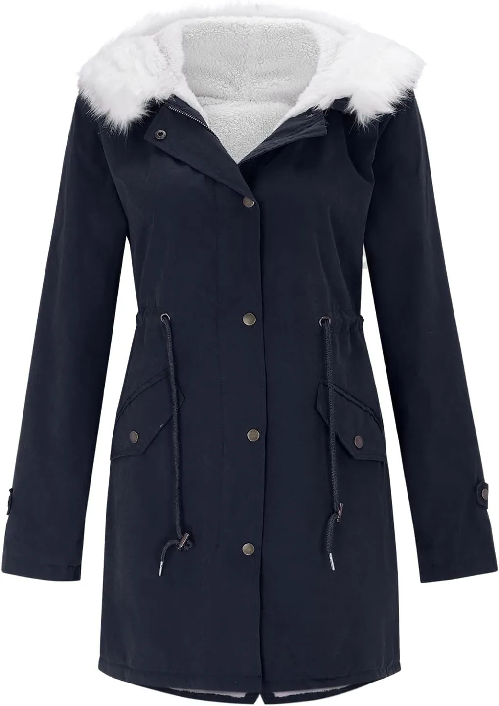 2024 Temperament Thick Solid Fleece Coat for Womens Long Sleeve Button Outwear Warm Comfy Soft Overcoat with Pockets