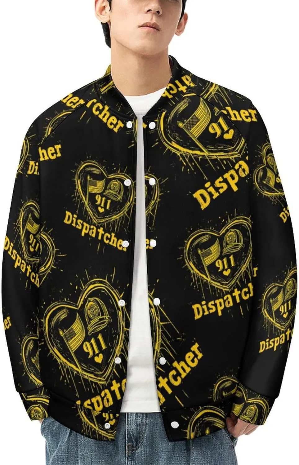 911 Diapatcher U.S.A Flag Lightweight Men's Baseball Jackets Relaxed Fit Varsity Bomber Jacket Windbreaker Coat