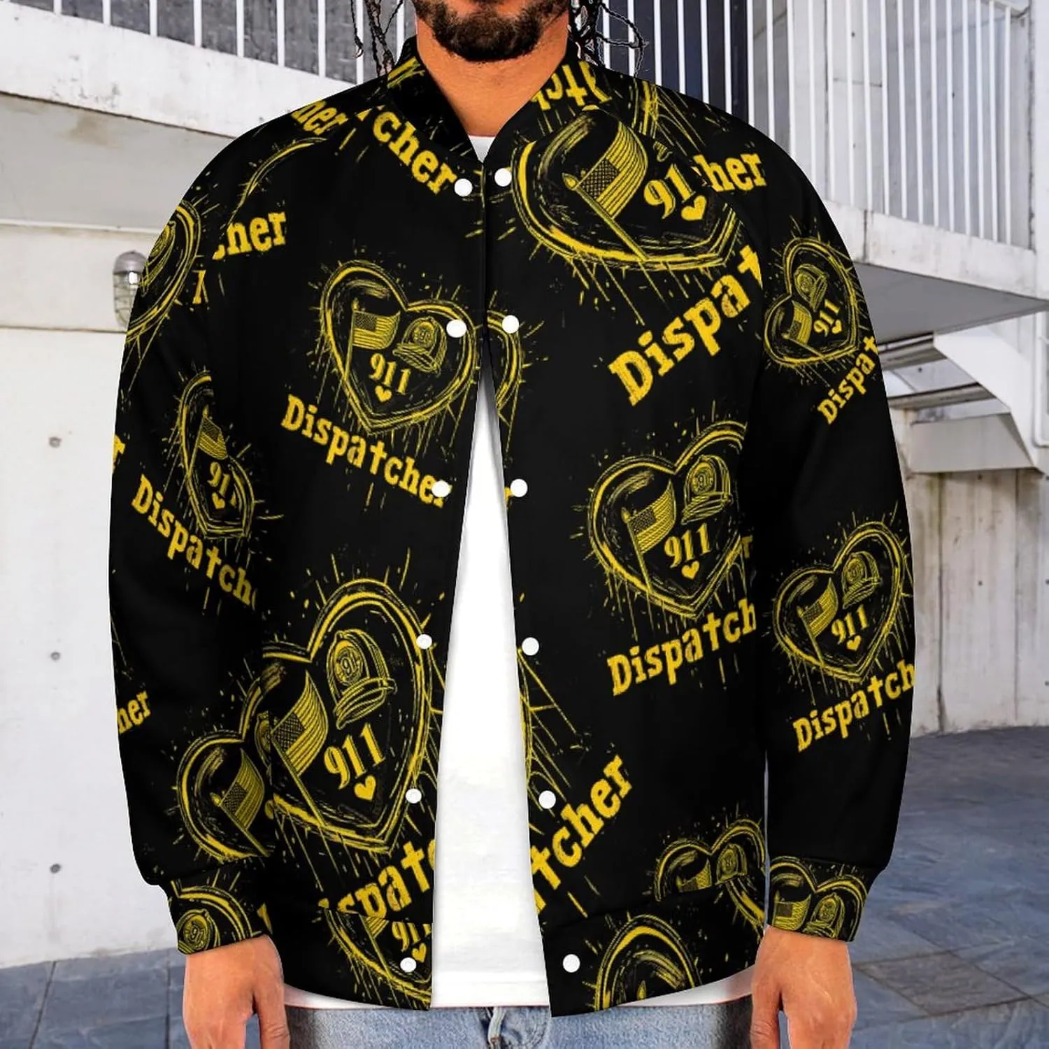 911 Diapatcher U.S.A Flag Lightweight Men's Baseball Jackets Relaxed Fit Varsity Bomber Jacket Windbreaker Coat