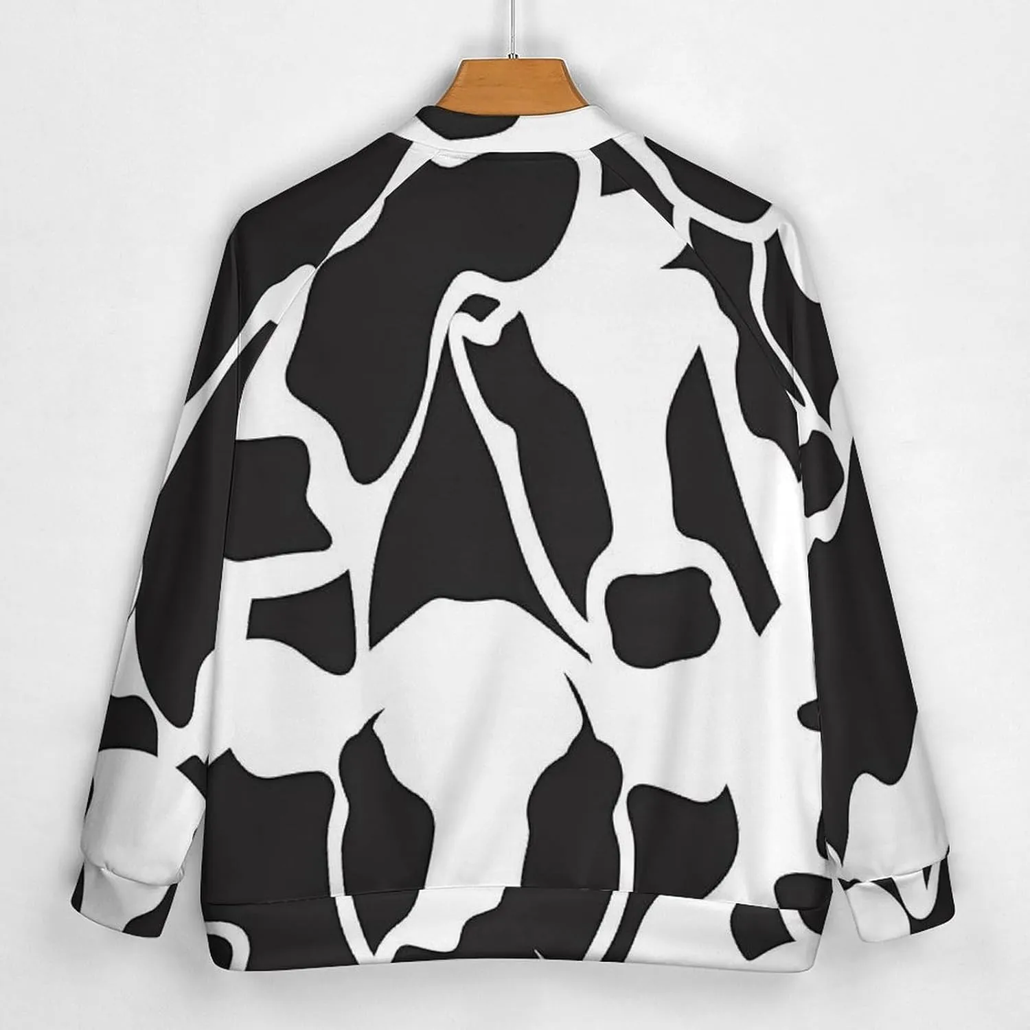 Abstract Cow Black White Pattern Lightweight Men's Baseball Jackets Relaxed Fit Varsity Bomber Jacket Windbreaker Coat