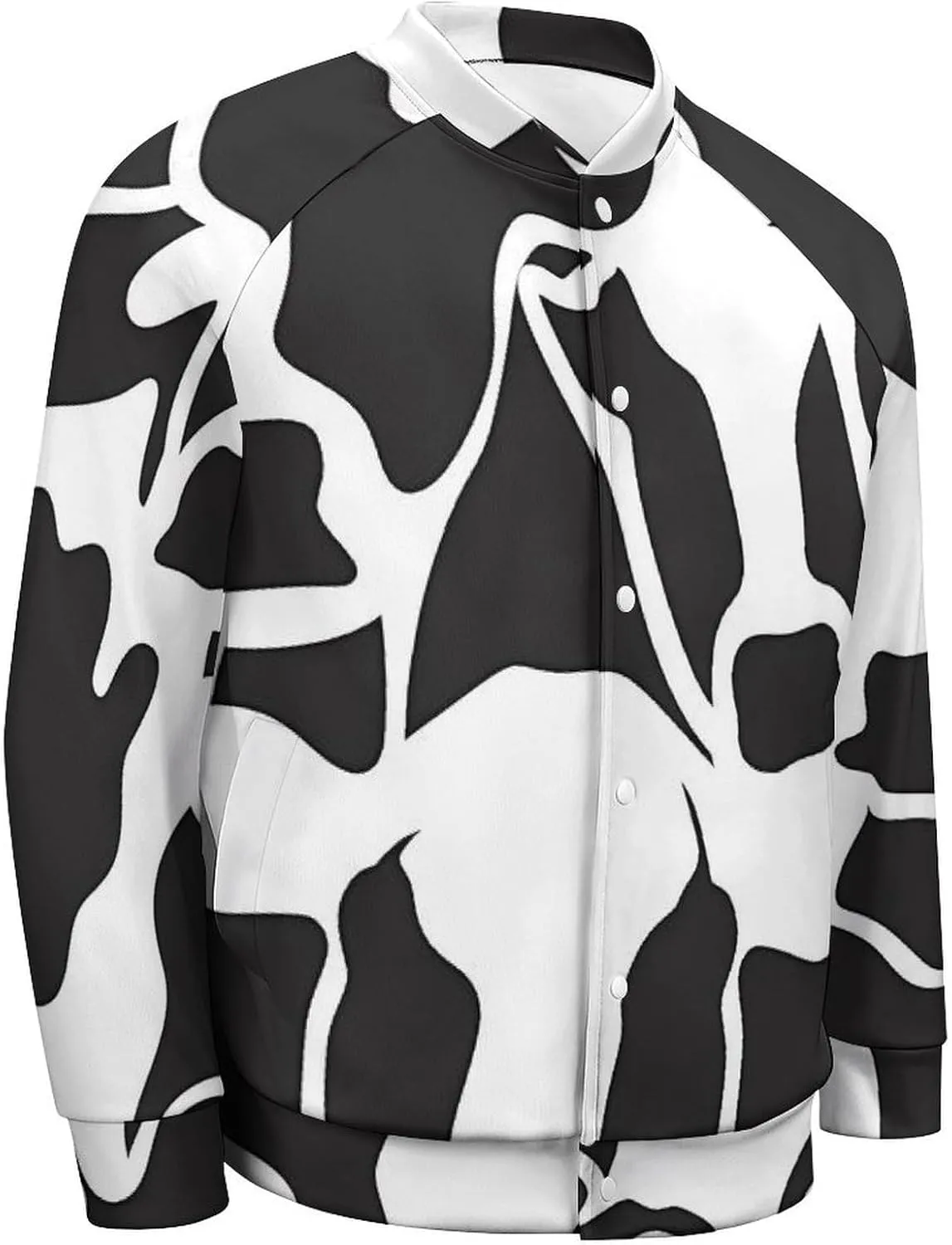 Abstract Cow Black White Pattern Lightweight Men's Baseball Jackets Relaxed Fit Varsity Bomber Jacket Windbreaker Coat