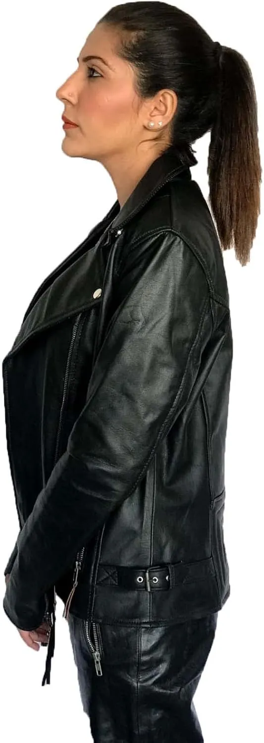 ABz Leathers Womens black Leather Jacket - motorcycle jacket - Women Leather Jacket - black leather jacket