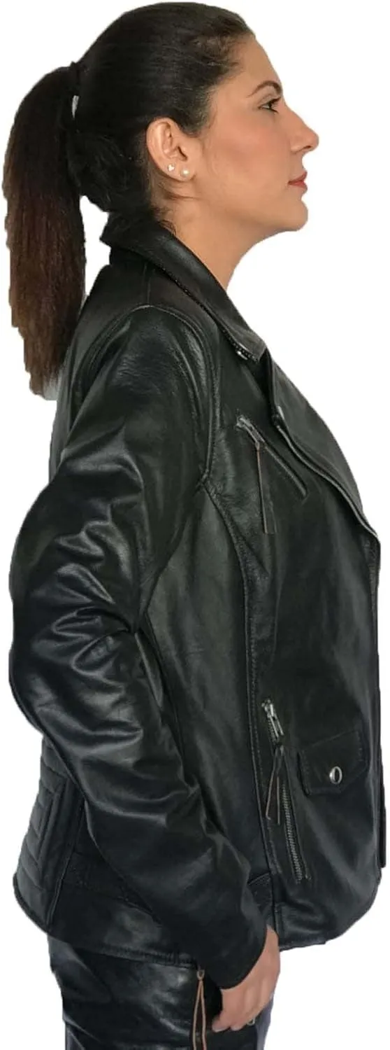 ABz Leathers Womens black Leather Jacket - motorcycle jacket - Women Leather Jacket - black leather jacket