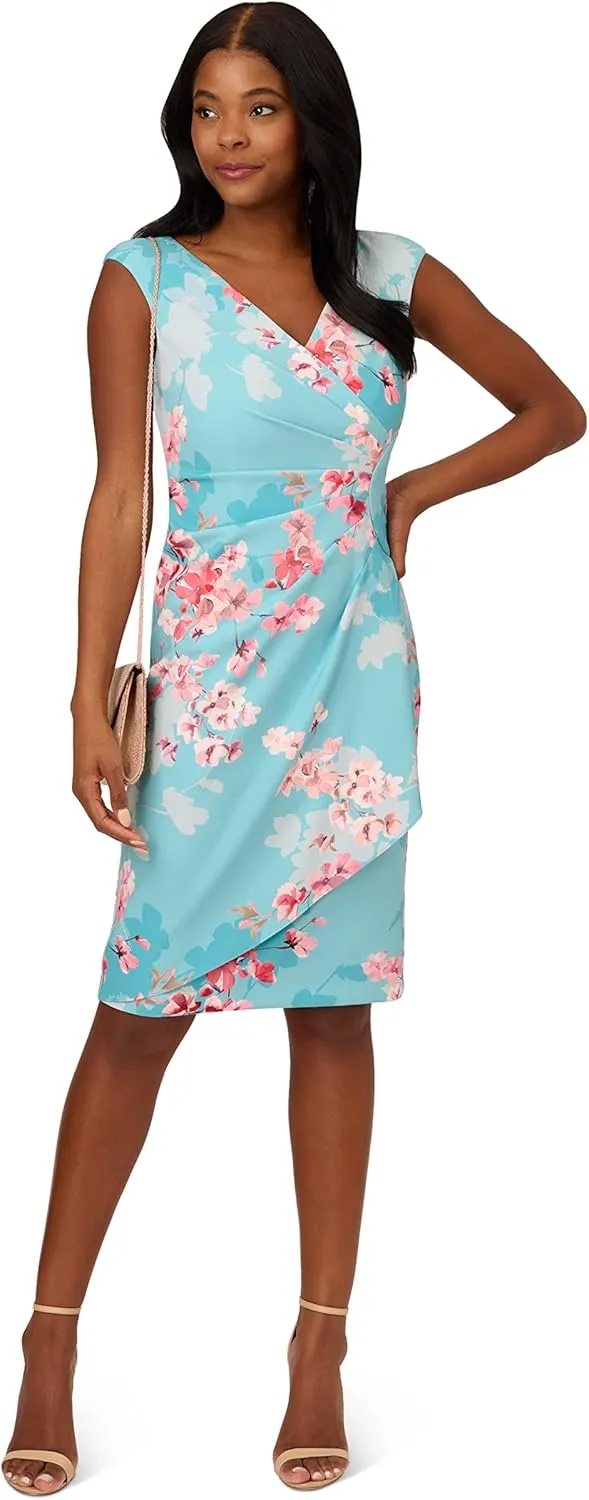 Adrianna Papell Women's Draped Floral Printed Dress