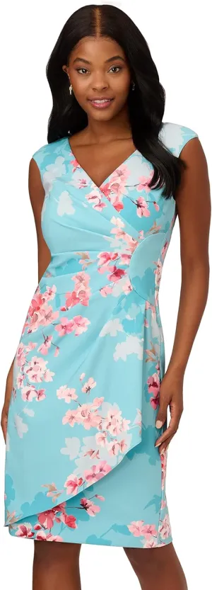 Adrianna Papell Women's Draped Floral Printed Dress