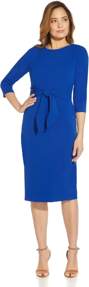 Adrianna Papell Women's Knit Crepe Tie Waist Sheath