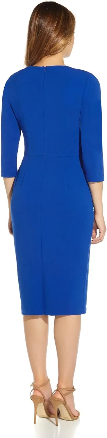 Adrianna Papell Women's Knit Crepe Tie Waist Sheath