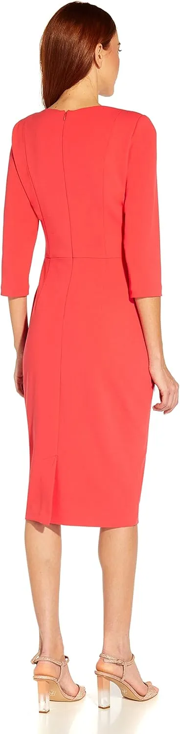 Adrianna Papell Women's Knit Crepe Tie Waist Sheath