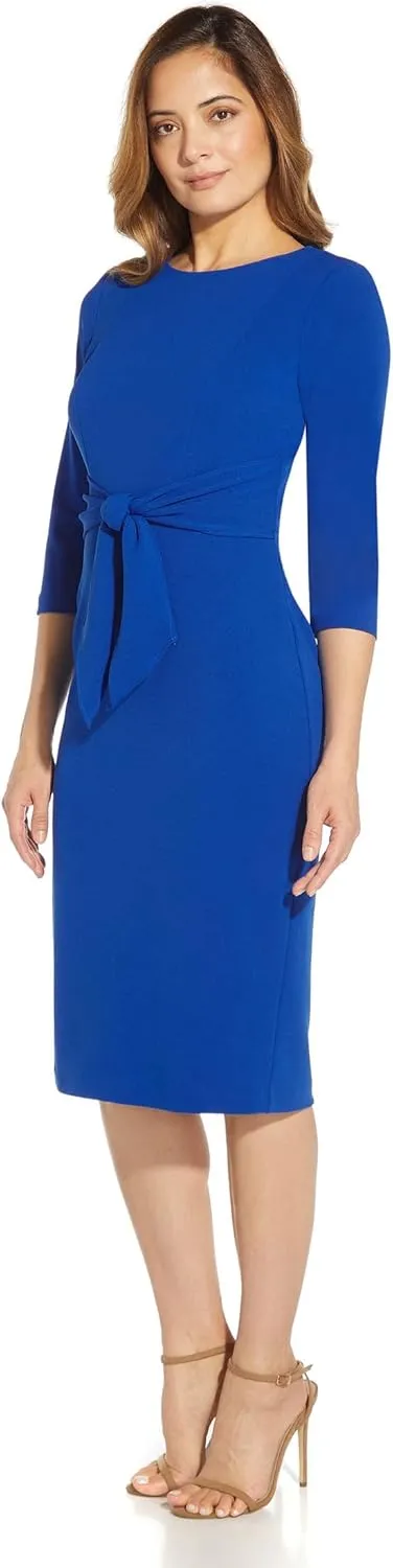Adrianna Papell Women's Knit Crepe Tie Waist Sheath