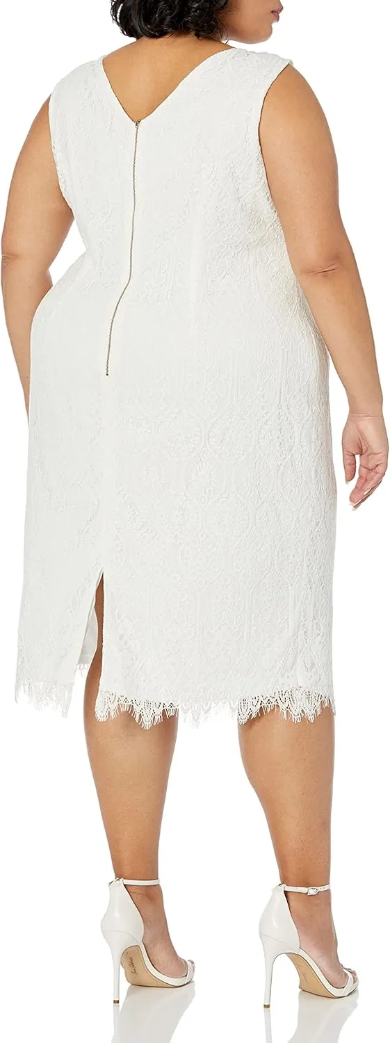 Adrianna Papell Women's Size Plus Scarlett Lace Midi Sheath Dress