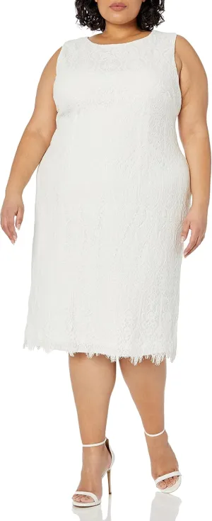 Adrianna Papell Women's Size Plus Scarlett Lace Midi Sheath Dress