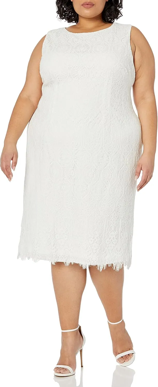 Adrianna Papell Women's Size Plus Scarlett Lace Midi Sheath Dress