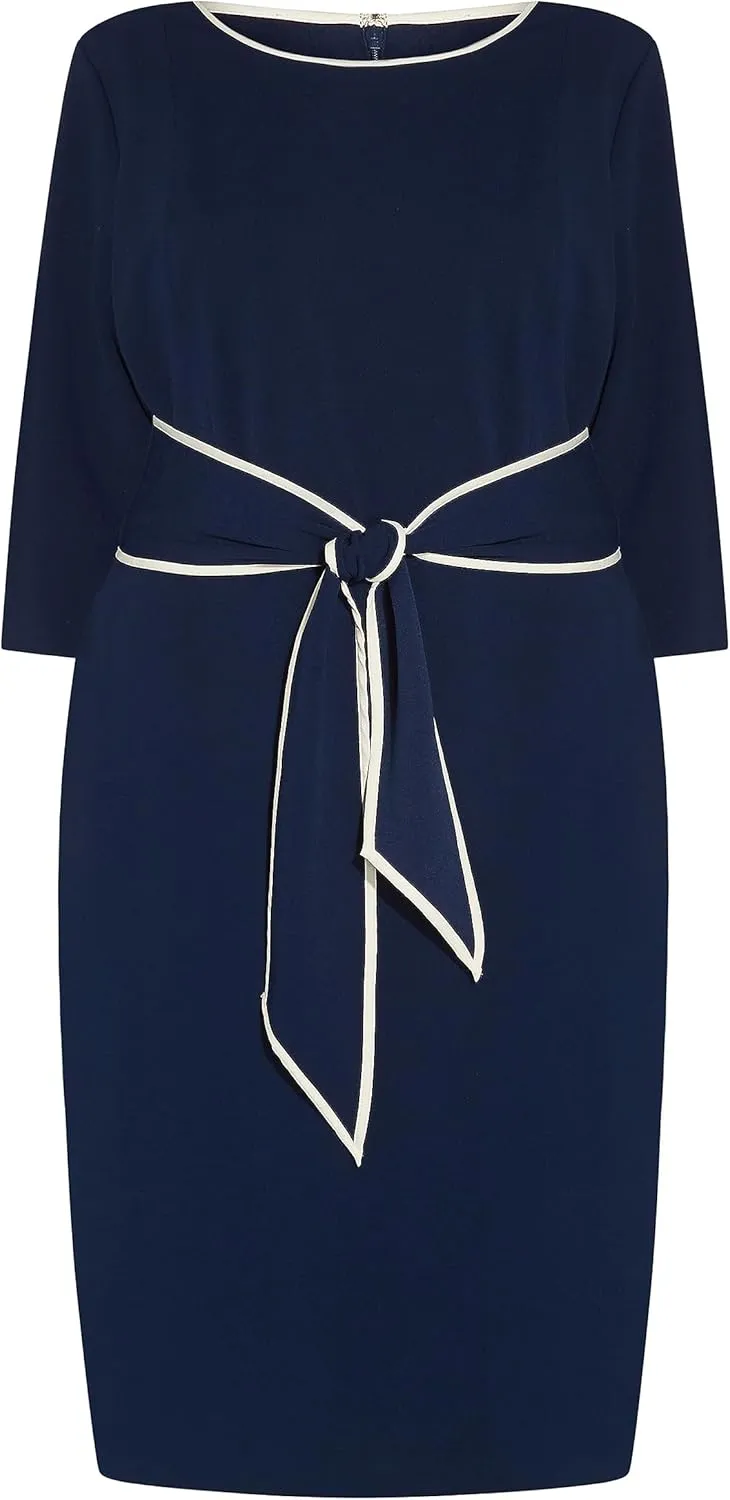 Adrianna Papell Women's Tipped Crepe Tie Dress