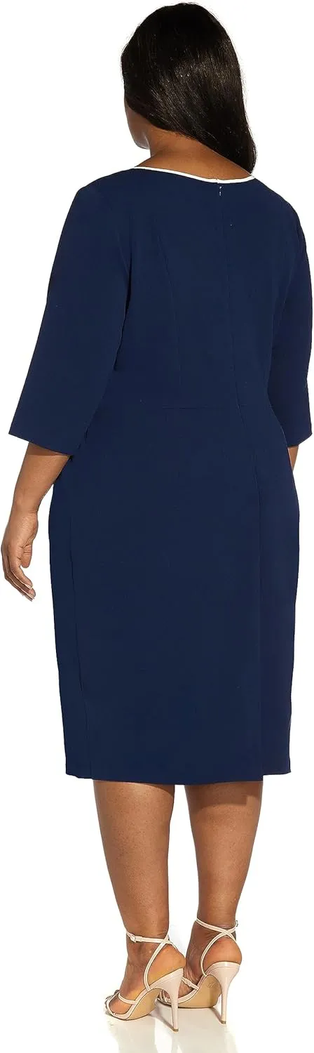 Adrianna Papell Women's Tipped Crepe Tie Dress