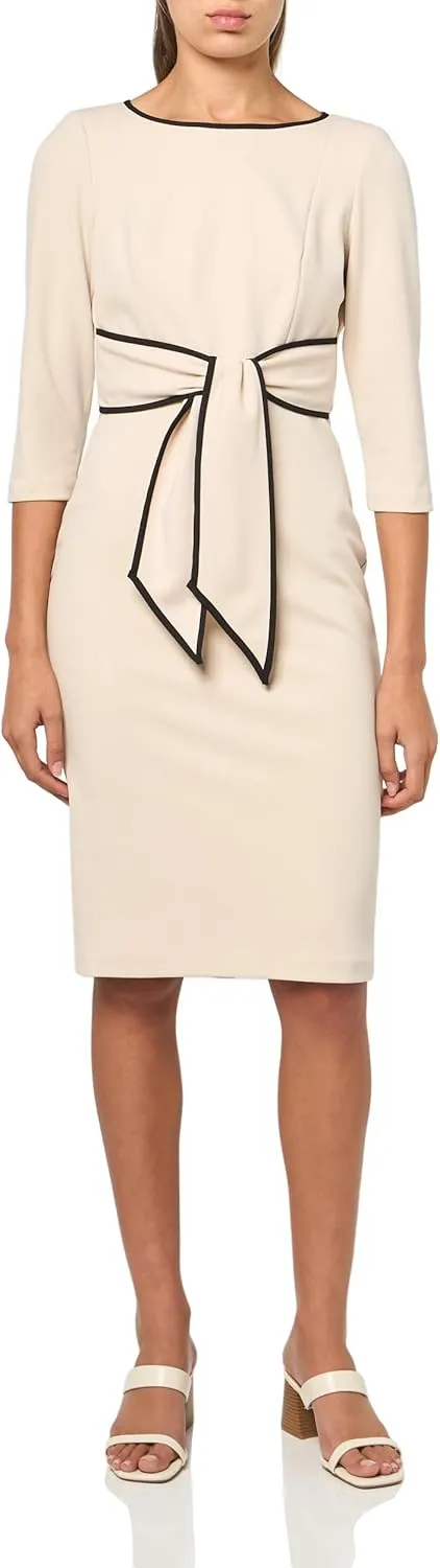 Adrianna Papell Women's Tipped Crepe Tie Dress
