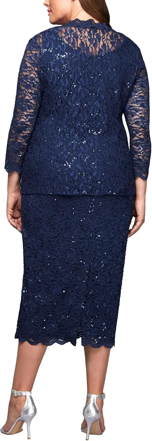 Alex Evenings Women's Plus Size Lace Jacket Dress