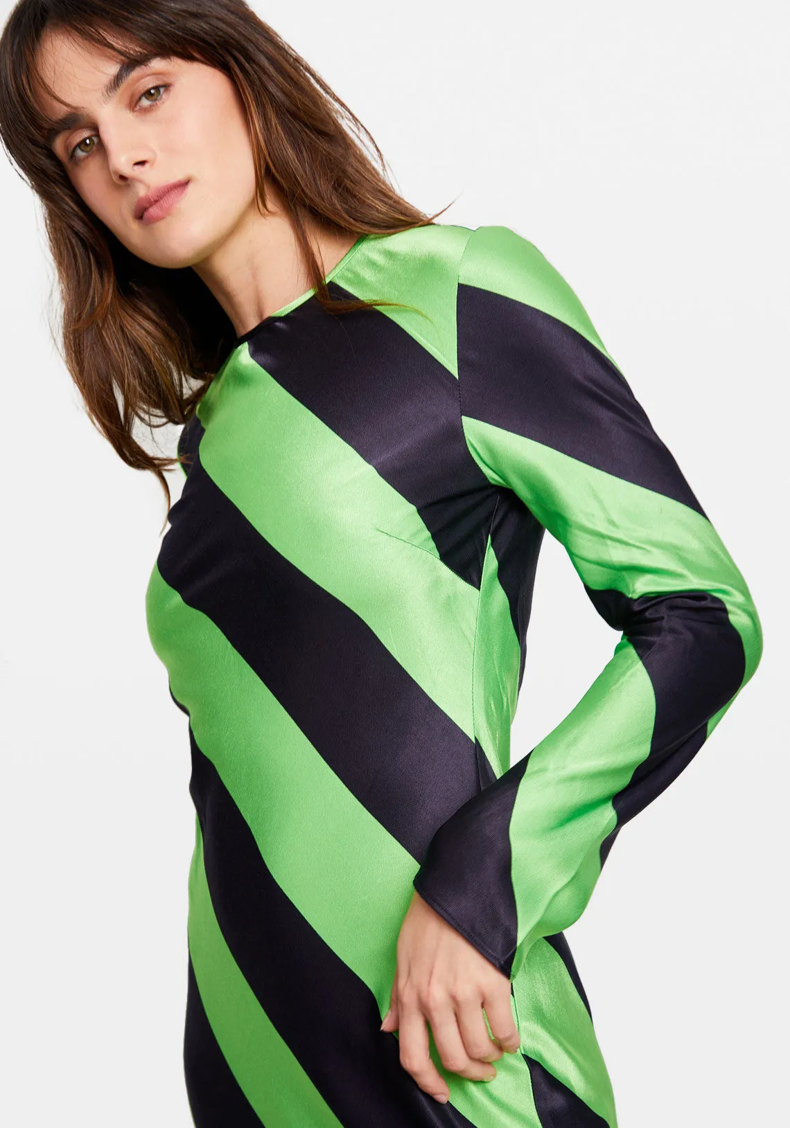 ALINA LONG DRESS GREEN STRIPE
