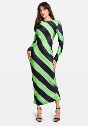 ALINA LONG DRESS GREEN STRIPE