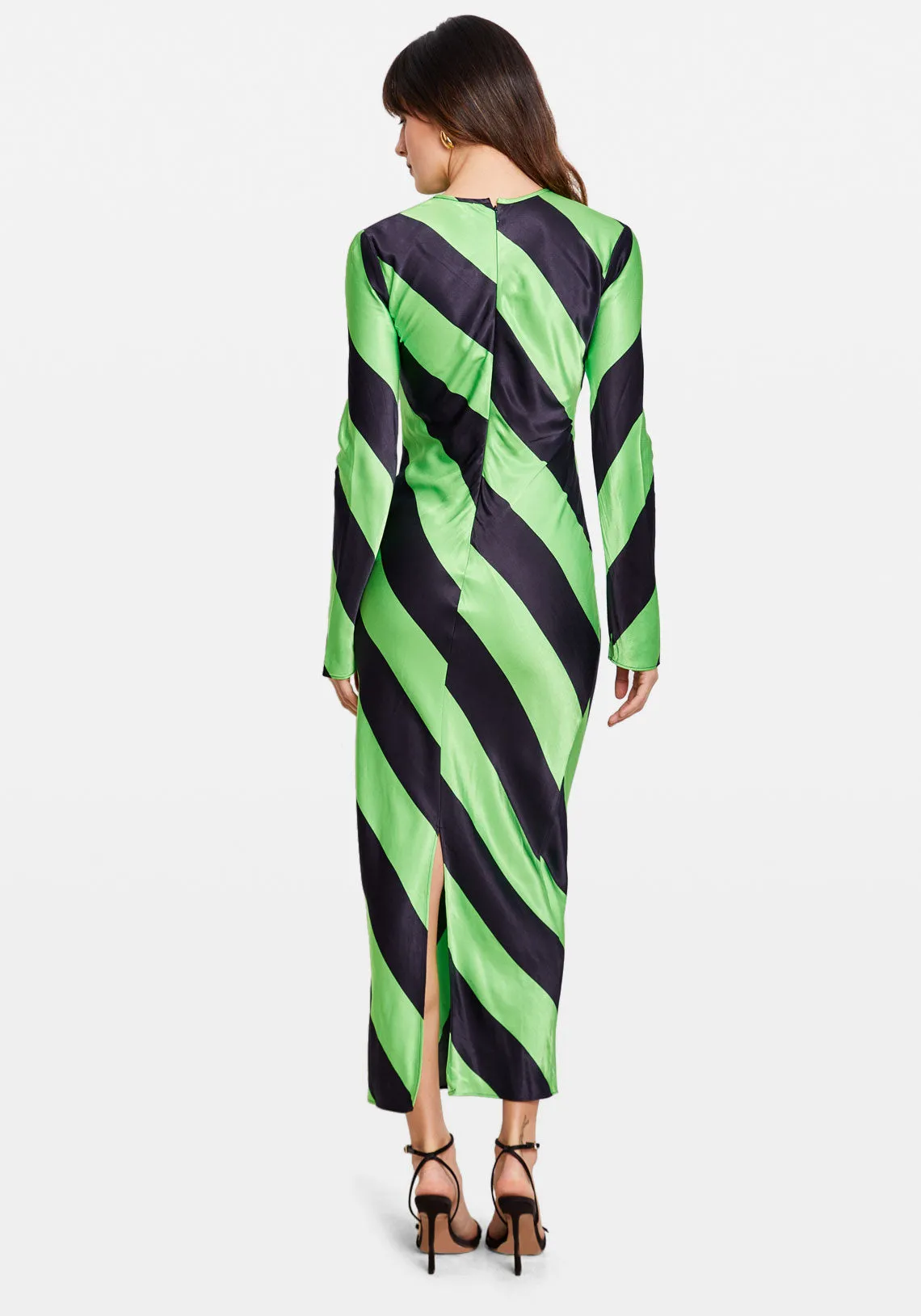 ALINA LONG DRESS GREEN STRIPE