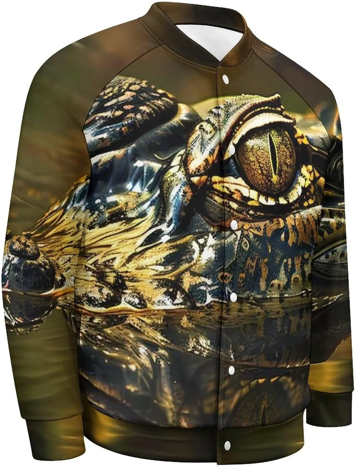 Alligator Head and Eyes Above Water Lightweight Men's Baseball Jackets Relaxed Fit Varsity Bomber Jacket Windbreaker Coat