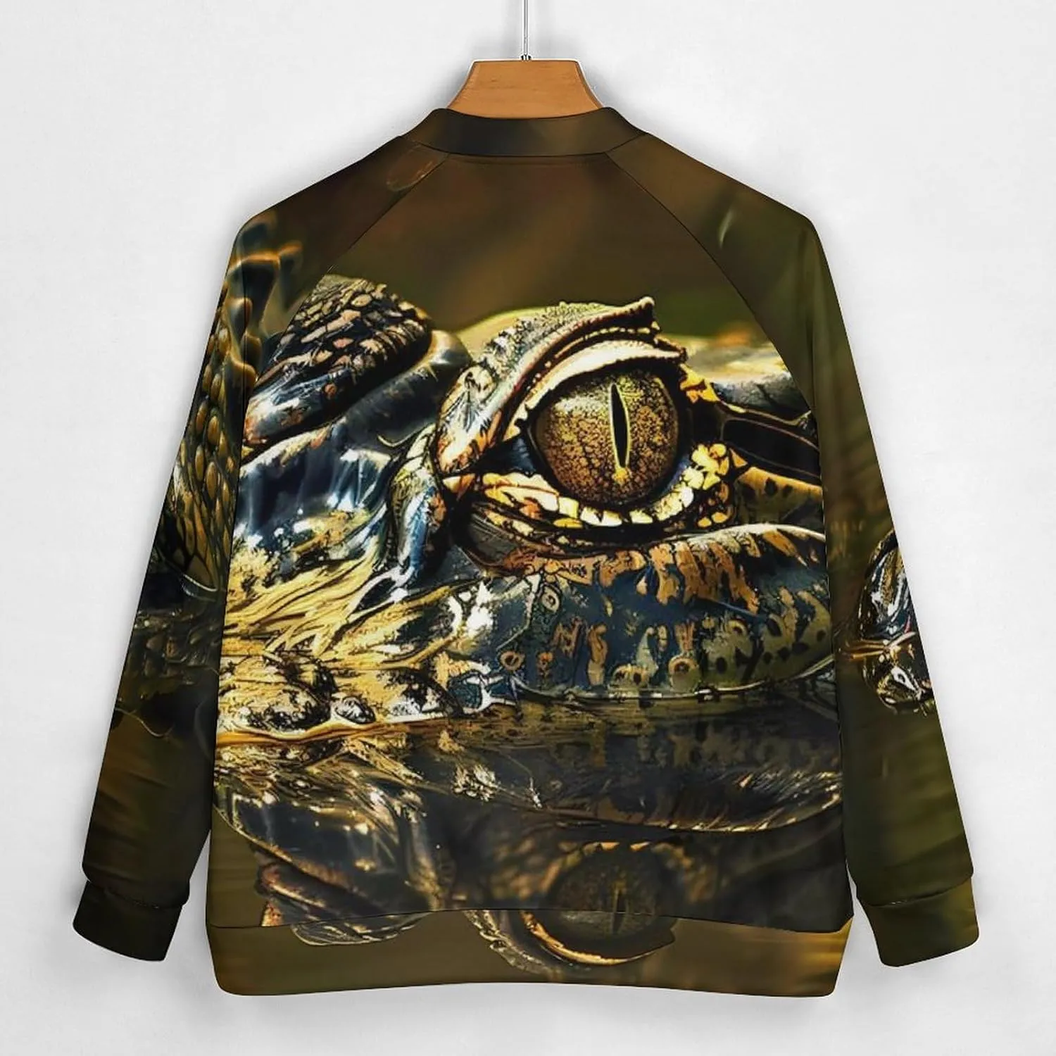 Alligator Head and Eyes Above Water Lightweight Men's Baseball Jackets Relaxed Fit Varsity Bomber Jacket Windbreaker Coat