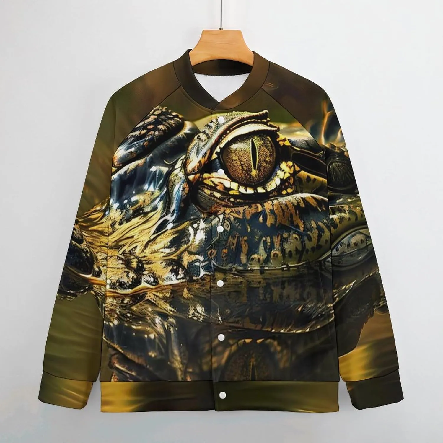 Alligator Head and Eyes Above Water Lightweight Men's Baseball Jackets Relaxed Fit Varsity Bomber Jacket Windbreaker Coat