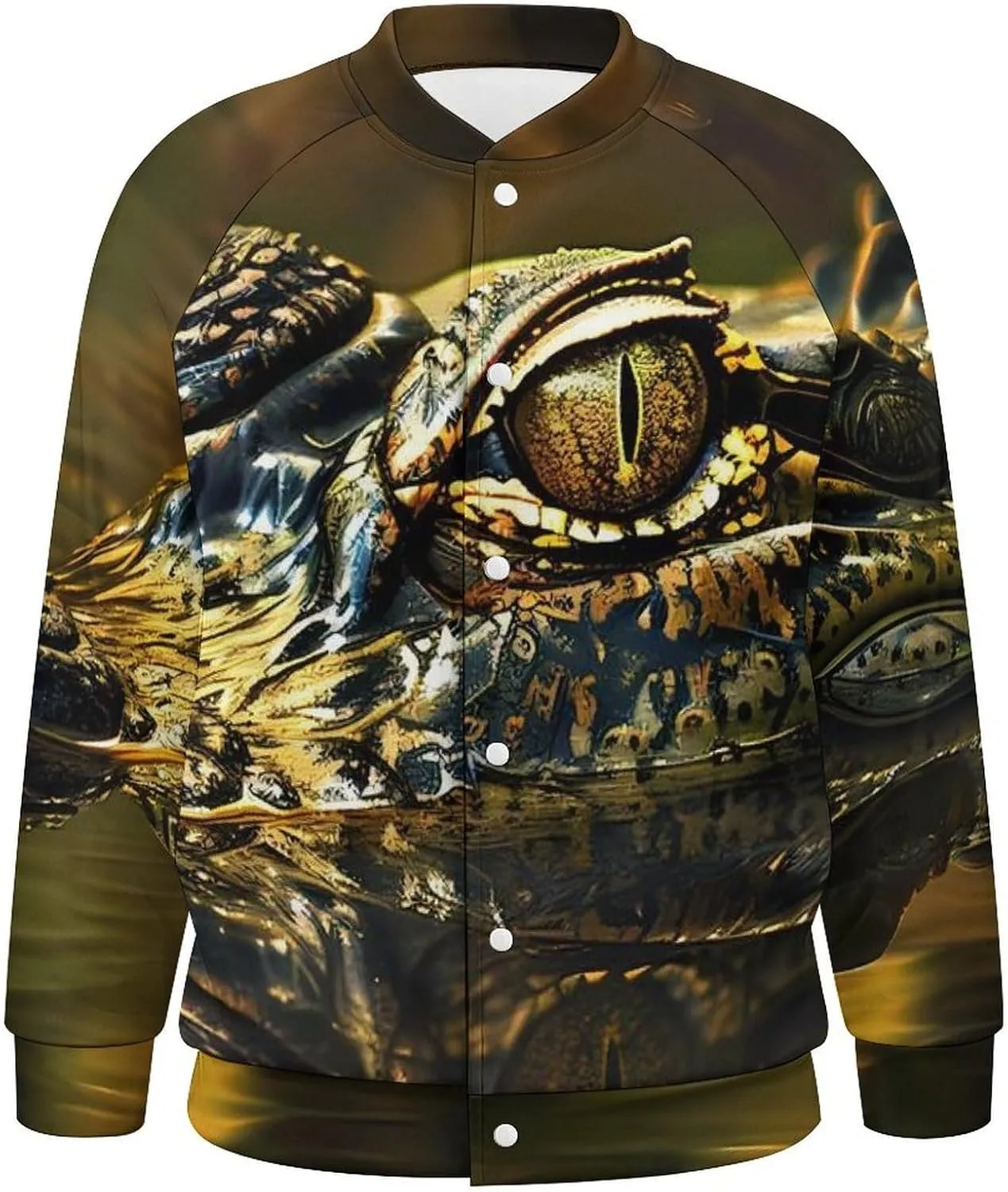 Alligator Head and Eyes Above Water Lightweight Men's Baseball Jackets Relaxed Fit Varsity Bomber Jacket Windbreaker Coat