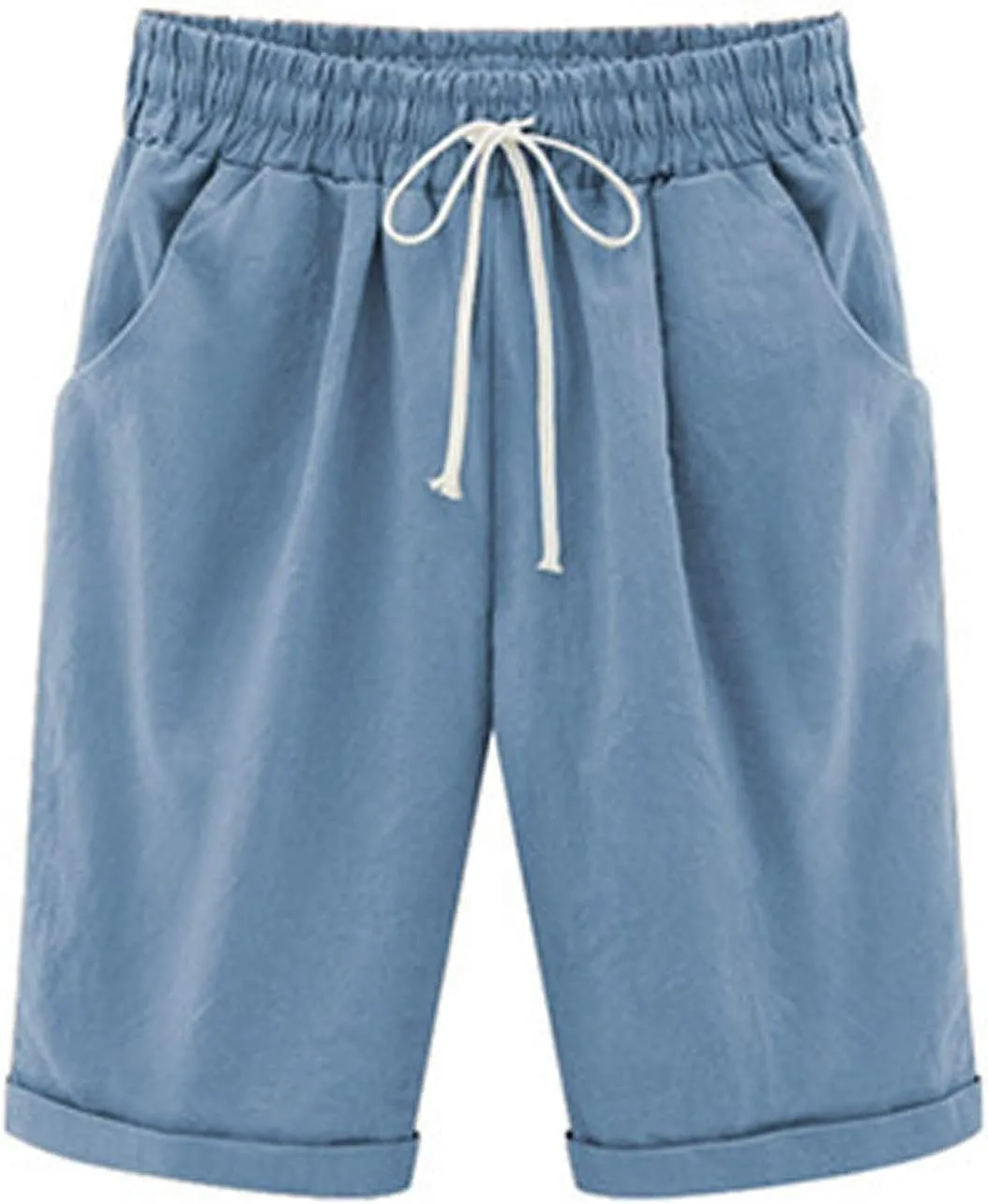 AMDBEL Bermuda Shorts for Women Trendy Baggy Women's Bermuda Shorts Long Sweat Knit Shorts with Pockets Lounge Workout Shorts