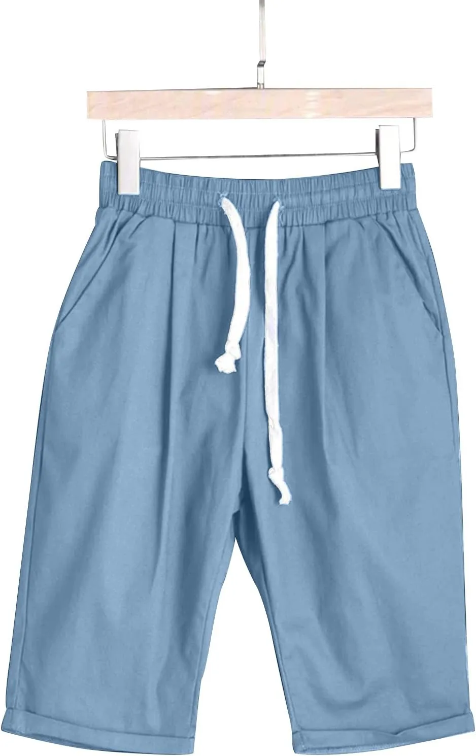 AMDBEL Bermuda Shorts for Women Trendy Baggy Women's Bermuda Shorts Long Sweat Knit Shorts with Pockets Lounge Workout Shorts