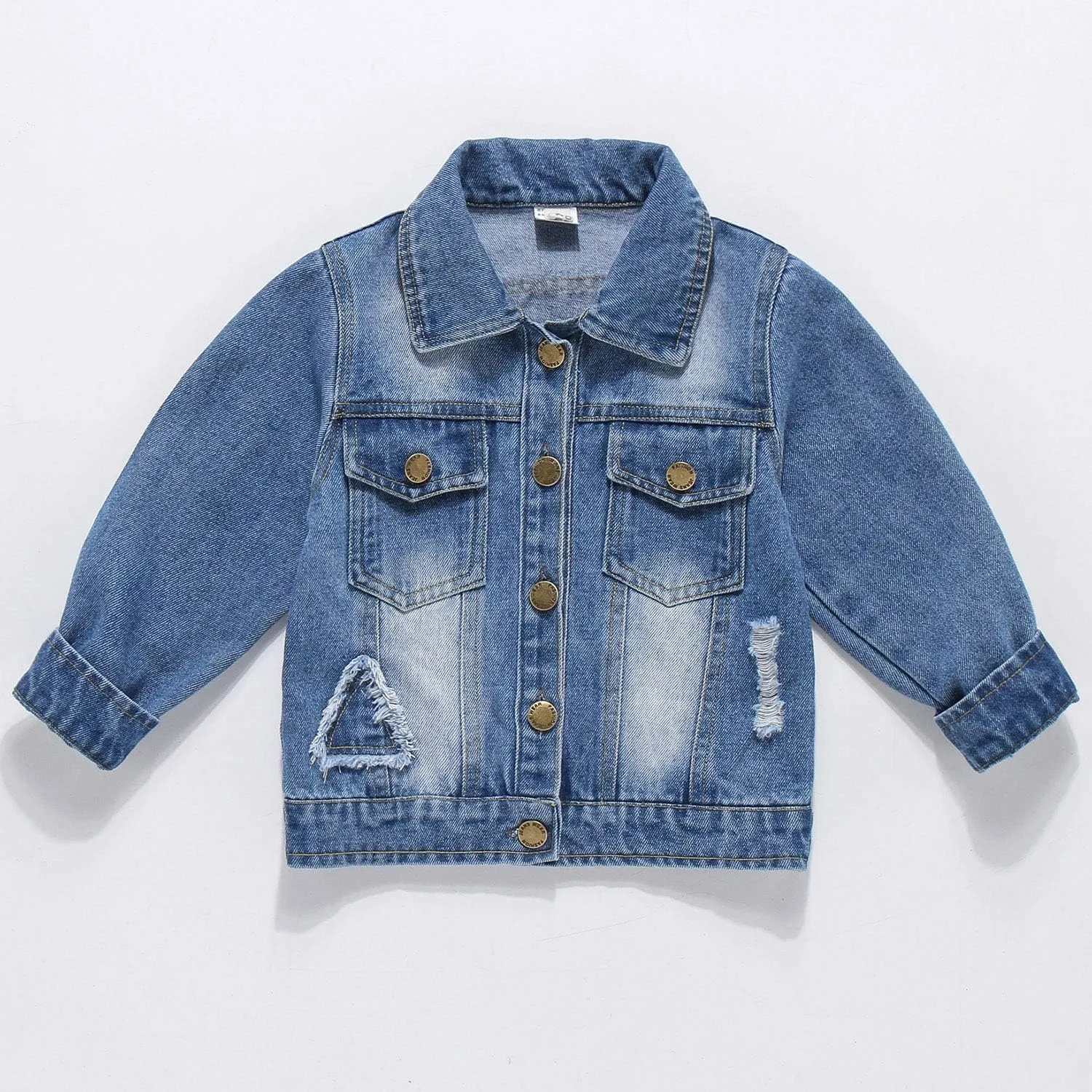 ANATA Little Girl Denim Jacket Button Down Jean Jacket Long Sleeve Denim Coat