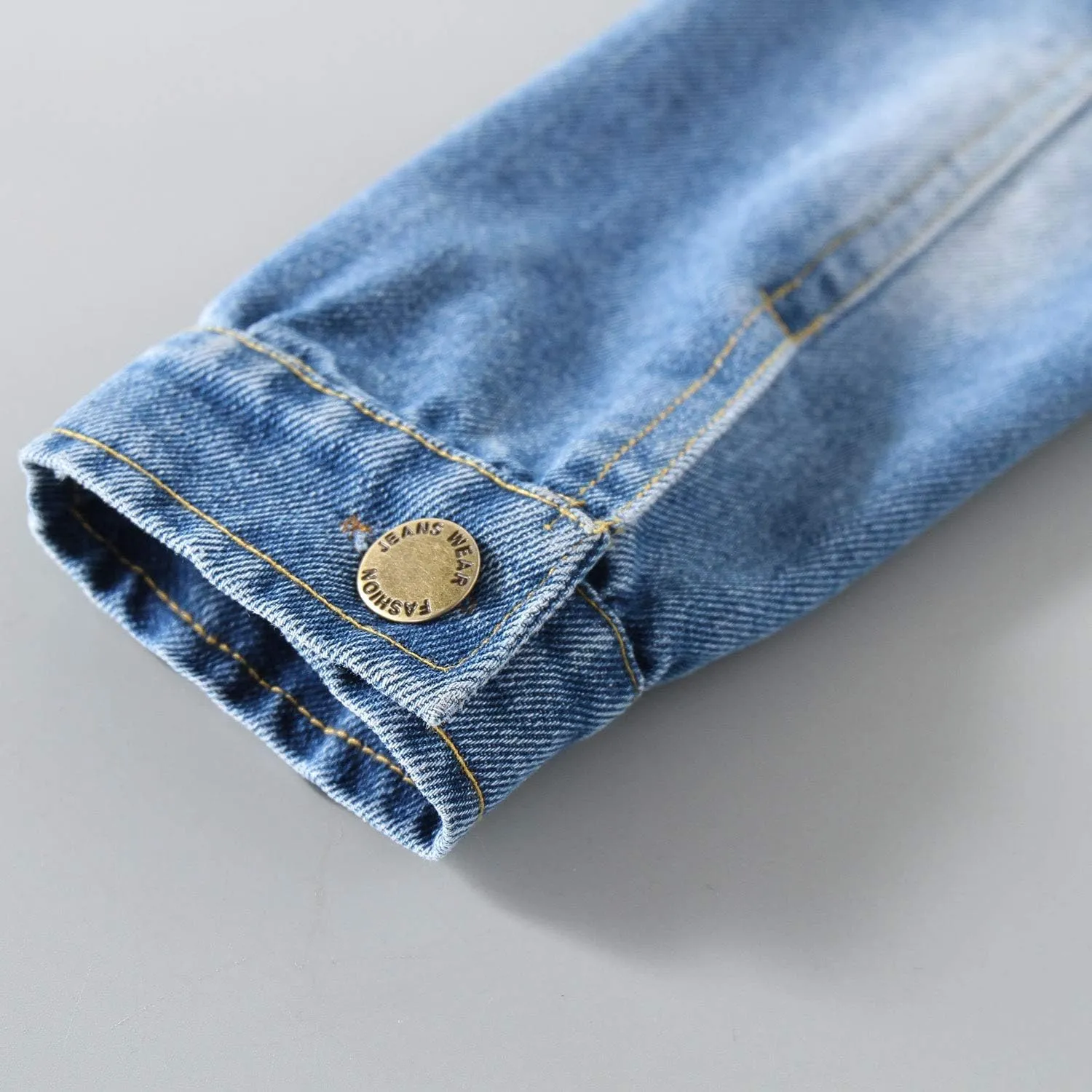 ANATA Little Girl Denim Jacket Button Down Jean Jacket Long Sleeve Denim Coat