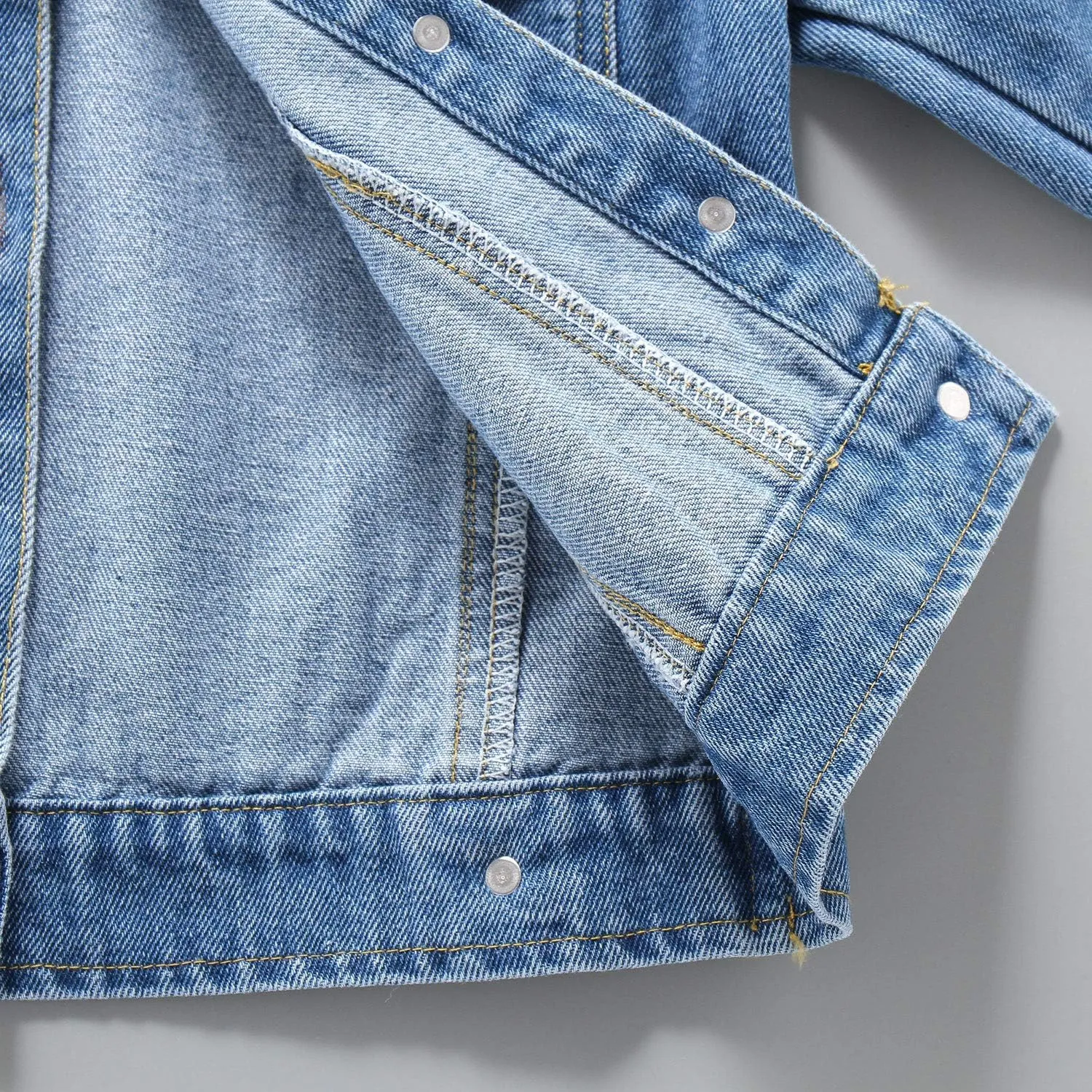 ANATA Little Girl Denim Jacket Button Down Jean Jacket Long Sleeve Denim Coat