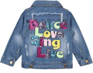ANATA Little Girl Denim Jacket Button Down Jean Jacket Long Sleeve Denim Coat