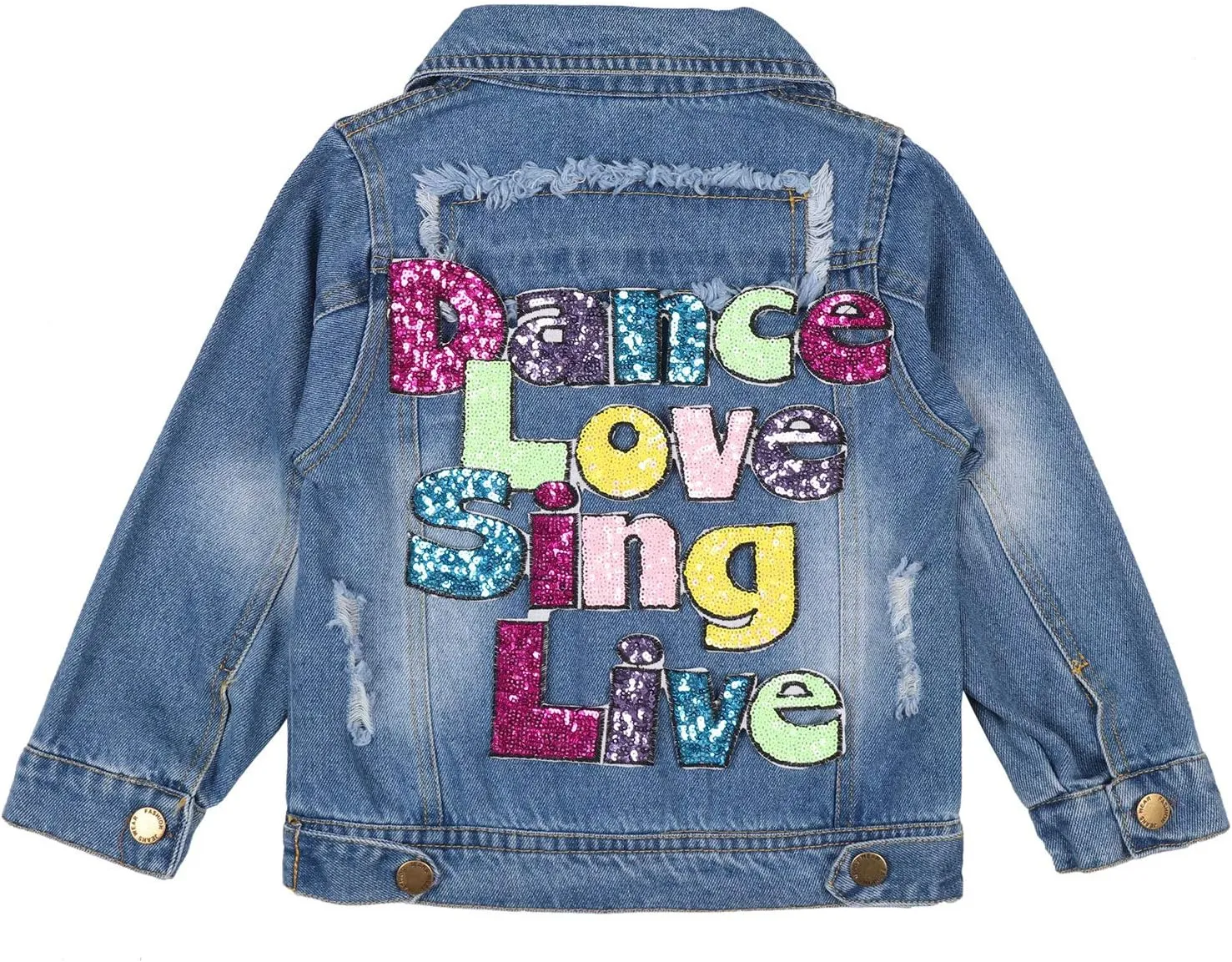 ANATA Little Girl Denim Jacket Button Down Jean Jacket Long Sleeve Denim Coat