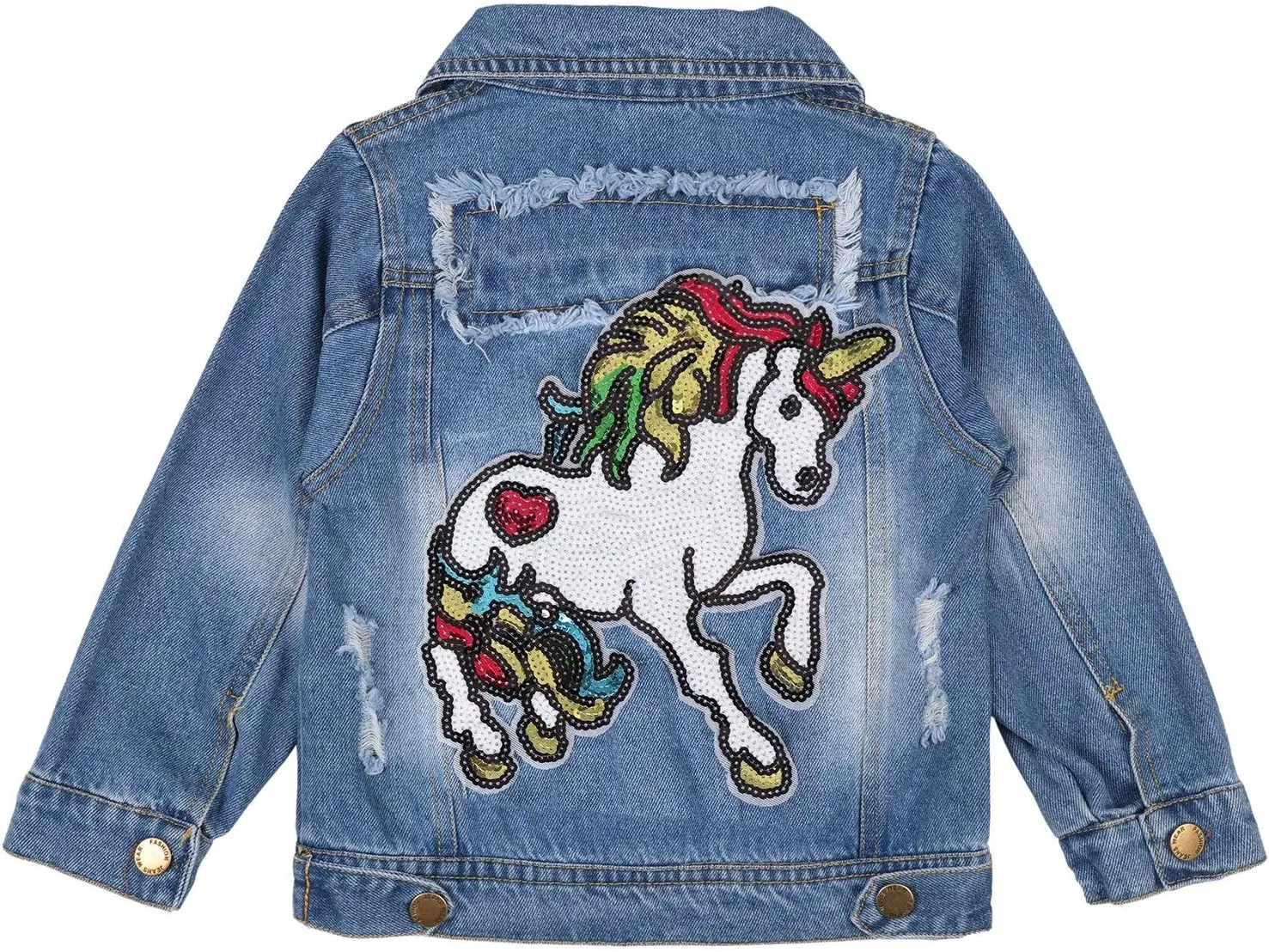 ANATA Little Girl Denim Jacket Button Down Jean Jacket Long Sleeve Denim Coat