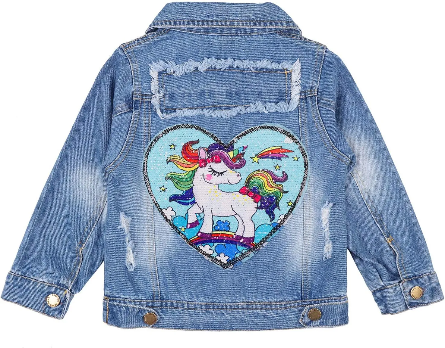 ANATA Little Girl Denim Jacket Button Down Jean Jacket Long Sleeve Denim Coat
