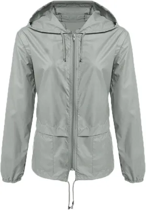 Andongnywell Lightweight Outdoor Hooded Zipper Cardigan Hiking Waterproof Raincoat Jacket Jacket Female top