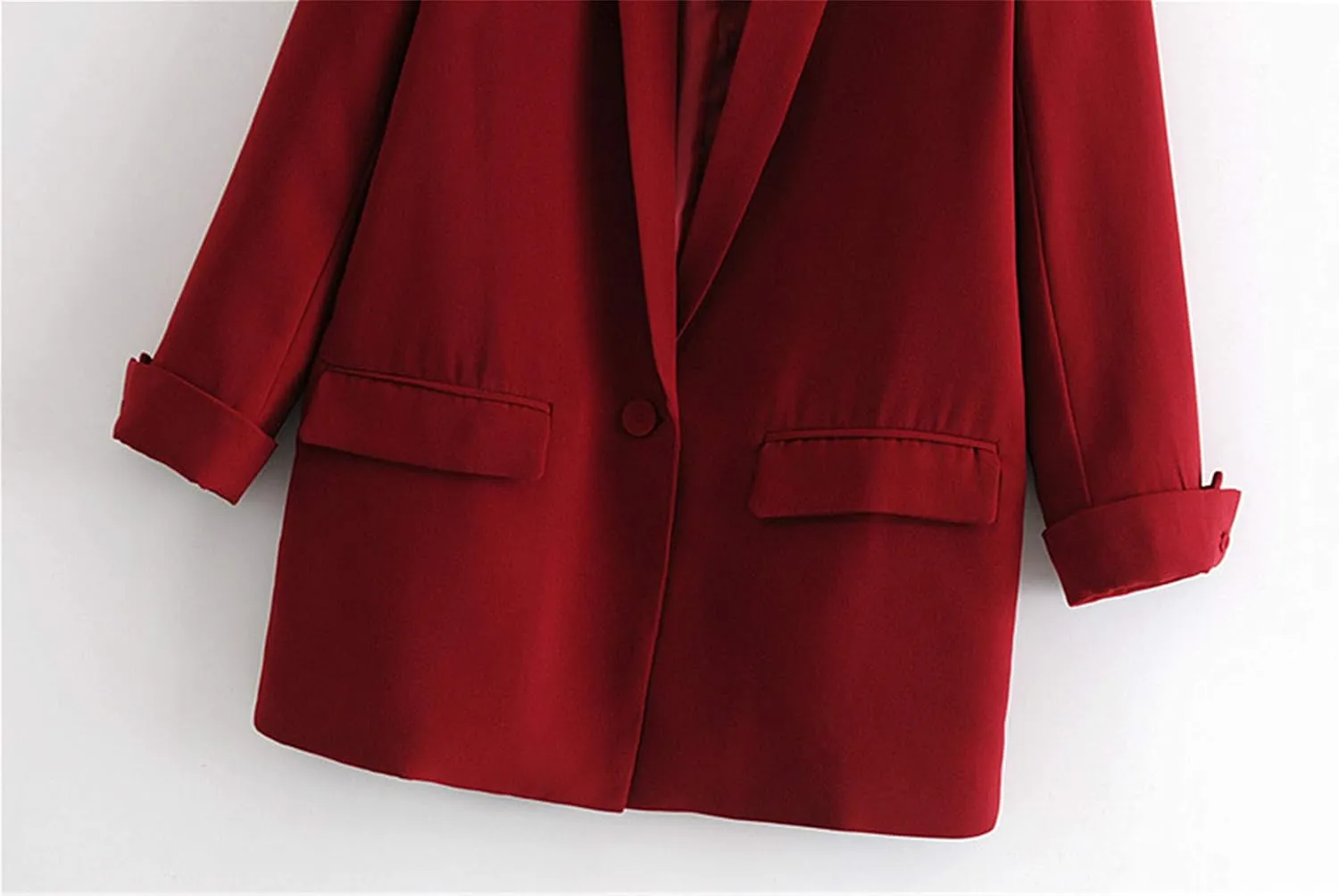 Andongnywell Women's Casual Lapel Work Office Blazer Jacket Suit with Pocket One Button Work Office Blazer Suit