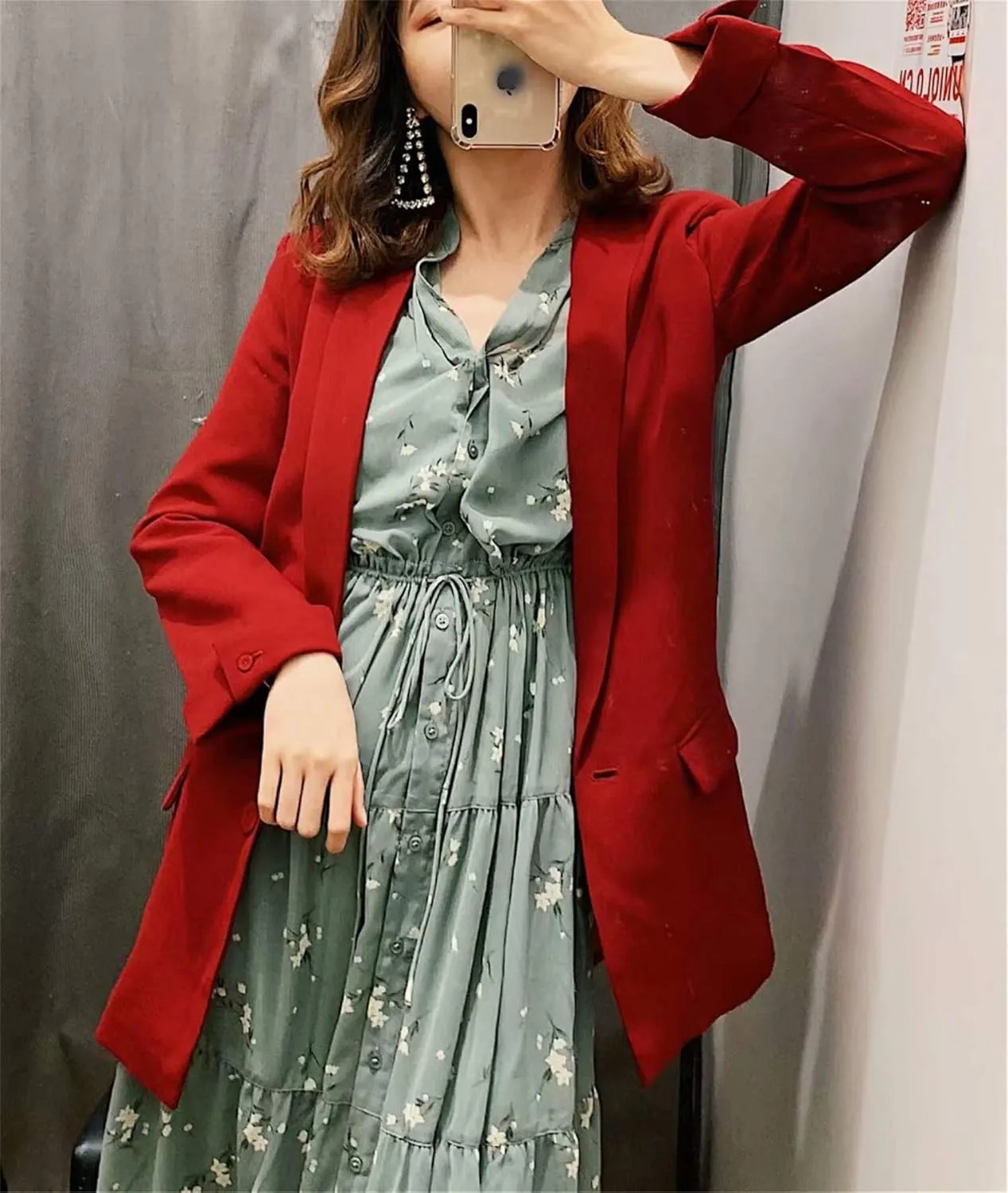 Andongnywell Women's Casual Lapel Work Office Blazer Jacket Suit with Pocket One Button Work Office Blazer Suit