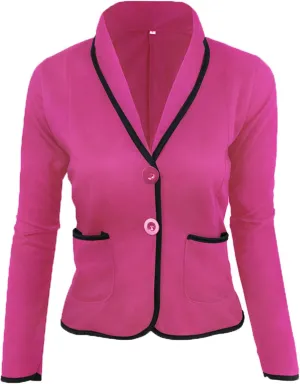 Andongnywell Women's Casual Work Solid Color Blazer Jacket Long Sleeve Collar Button Work Office Business